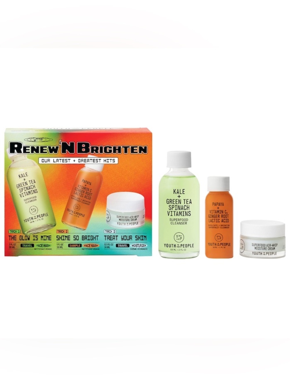 Youth to the People Renew N' Bright Mini Face Cleanser + Cream Skincare Set